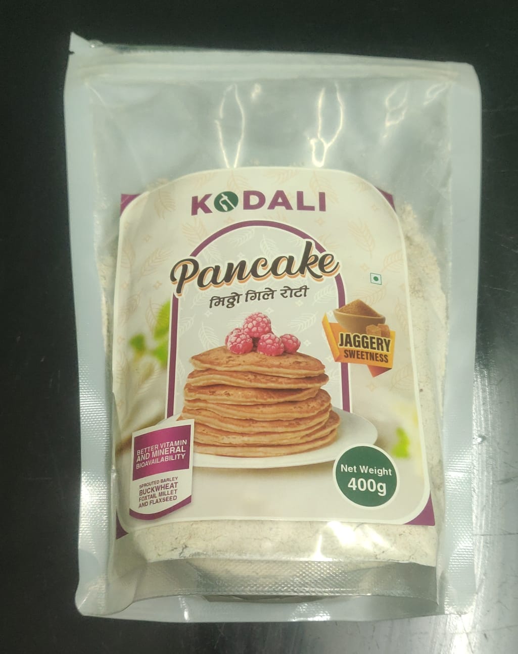 Kodali Ventures Mithe Gile Roti ( Pancake Flour from Barley Buckwheat Flax Seed Jaggery Foxtail Millet) Pouch Pack 400 gm